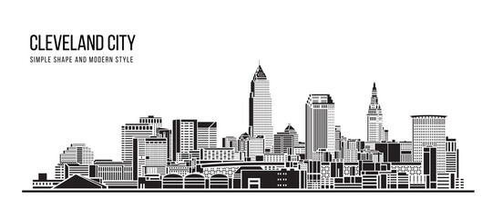Cityscape Building Abstract Simple shape and modern style art Vector design - Cleveland city - obrazy, fototapety, plakaty