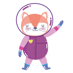 cute fox with astronaut suit space adventure galaxy cartoon