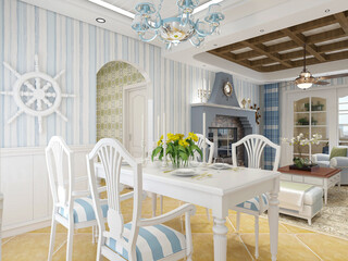  spacious dining room design next to the modern kitchen, with a beautiful dining table and greenery