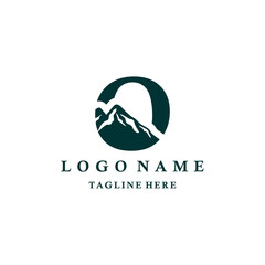 letter O and mountain logo design template