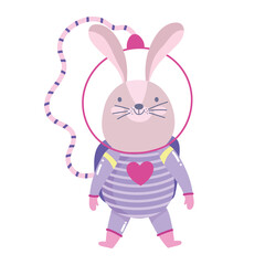 cute rabbit with astronaut suit space adventure galaxy cartoon