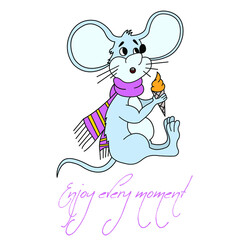 Cute cartoon mouse poster, postcard.