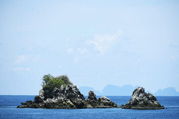 Natural limestone island in the sea