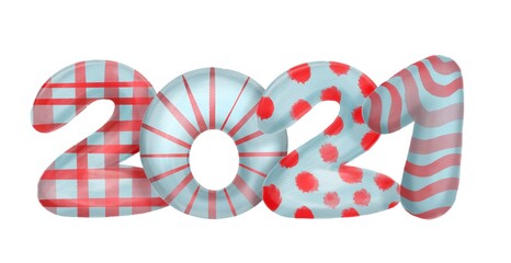 Obraz premium Happy new year 2021. Cute cartoon christmas illustration 