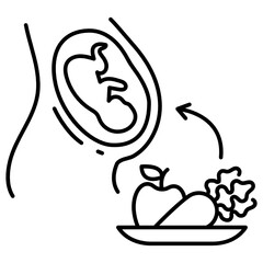 Nutrient intake Concept, Dietary planning Vector Icon Design, In Vitro Fertilization Symbol on White Background, Pregnancy and obstetrician Sign, 
