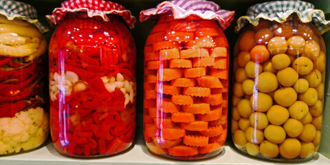 Traditional Turkish pickles of various fruits and vegetables