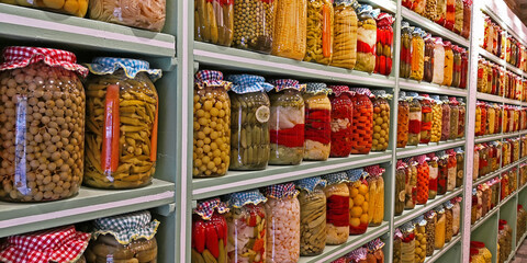 Traditional Turkish pickles of various fruits and vegetables
