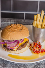 spectacular complete ready-to-eat burger with fries