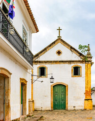 Famous church facade in the ancient and historic city of Paraty on the south coast of the state of Rio de Janeiro founded in the 17th century