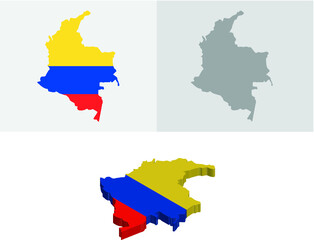 3D and Flat Colombia map