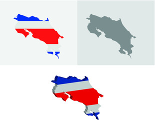 Fototapeta premium 3D and Flat Costa Rica map