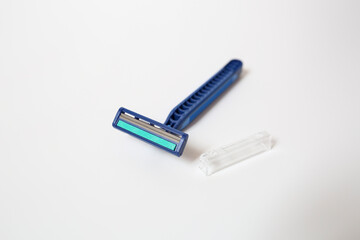 blue razor on white