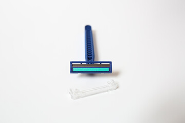 blue razor on white