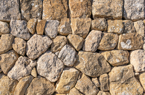 Wall made with stones and without cement, typical of the rural areas of the island of Mallorca