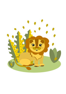  Flat illustration. An isolated animal for children concept. For teachers, apparel, stationery, accessories, postcards.  