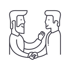 Corporate collaboration icon, linear isolated illustration, thin line vector, web design sign, outline concept symbol with editable stroke on white background.