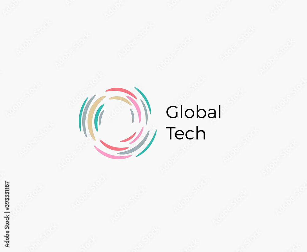 Poster hurricane flat cartoon style vector logo concept. global network abstract isolated icon on white bac