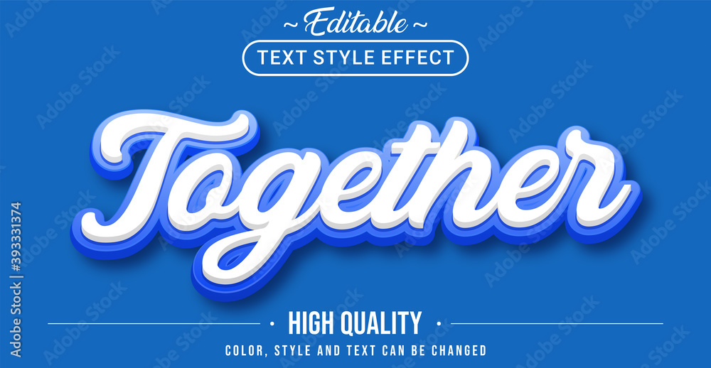 Poster Editable text style effect - Together with blue outline text style theme.
