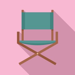 Folding textile chair icon. Flat illustration of folding textile chair vector icon for web design