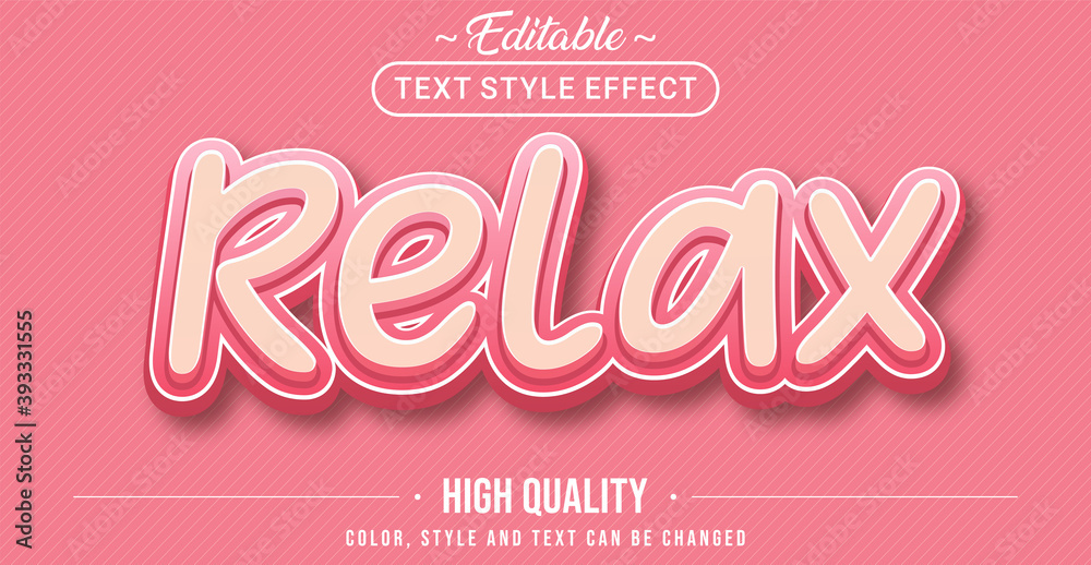 Poster Editable text style effect - Relax with light pink outline text style theme.