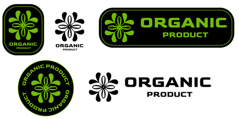 Set of organic product stickers, emblems, stamp, logo, sticker, eco-friendly, eco, bio, for medical and cosmetic business