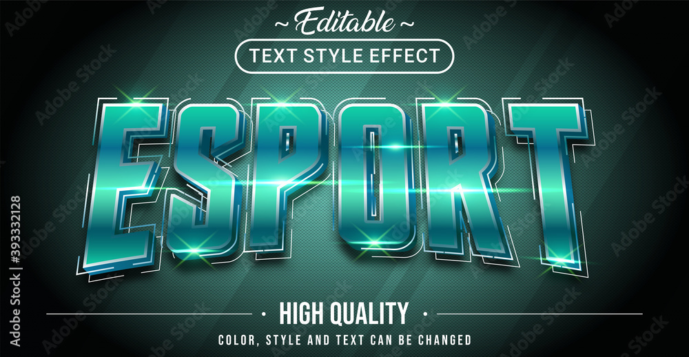 Poster editable text style effect - green tosca gaming esport text style theme