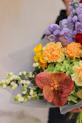 Flower composition. Macro photo. Wedding decor. A Beautiful bouquet of fresh flowers.