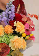 Flower composition. Macro photo. Wedding decor. A Beautiful bouquet of fresh flowers.
