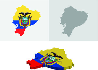 3D and Flat Ecuador map