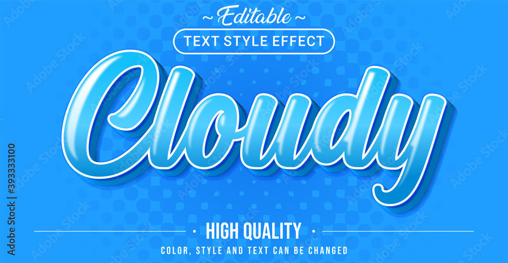 Aufkleber Editable text style effect - Blue Cloudy text style theme.