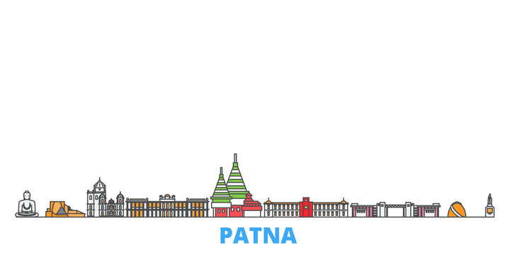 India, Patna cityscape line vector. Travel flat city landmark, oultine illustration, line world icons