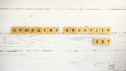 Computer Security Day.words from wooden cubes with letters photo