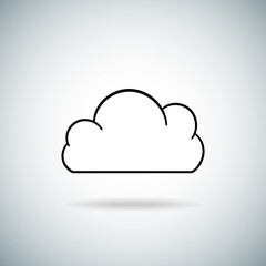 Outline cloud icon isolated on gray background. Cartoon cloud icon for web site, background template, wallpaper and sky design. Cloud thin line vector