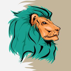 Illustration logo vector of lion abtract style
