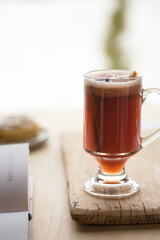 Sangria pomegranate, pear, orange, kumquat and spices, cinnamon, cloves, star anise.