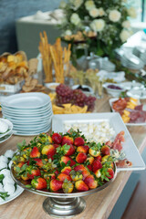 Social events reception; tasty snacks for guests at the reception.