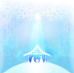 Biblical scene - birth of Jesus in Bethlehem.