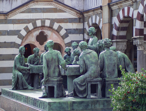 bronze reworking of the Last Supper, author Giannino Castiglioni 1935 Monumental Cemetery, Milan Italy