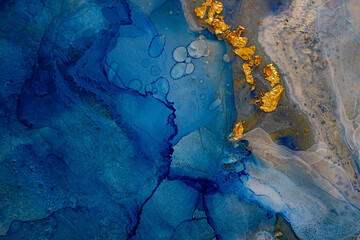 Close-up picture. Fluid art, blue and white abstraction. Abstract painting, modern art, alcohol ink, acrylic texture paint, high detail