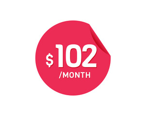 $102 Dollar Month. 102 USD Monthly sticker