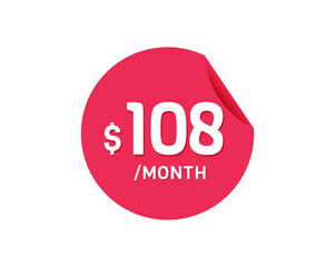 $108 Dollar Month. 108 USD Monthly sticker