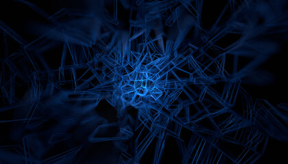 Abstract 3d render, background design with connected lines, network concept