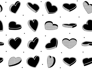 Fototapeta premium Hearts symbol seamless pattern. Geometric seamless pattern can be used for textiles. Vintage heart design template.
