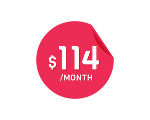 $114 Dollar Month. 114 USD Monthly sticker
