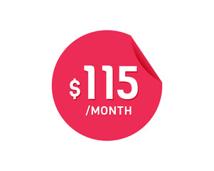 $115 Dollar Month. 115 USD Monthly sticker