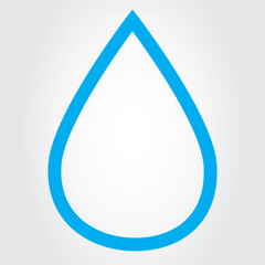 Water drop thin line icon vector isolated on gray background. Contour of water drop icon for web site, app, logo and design template. Water drop vector