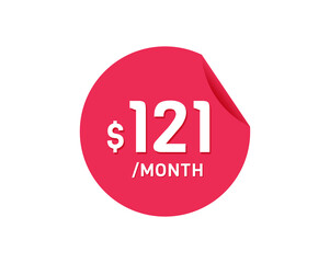 $121 Dollar Month. 121 USD Monthly sticker