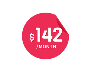 $142 Dollar Month. 142 USD Monthly sticker