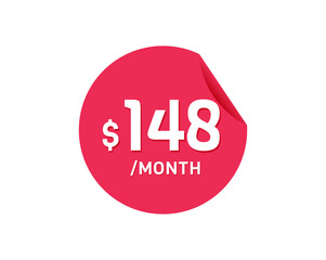 $148 Dollar Month. 148 USD Monthly sticker