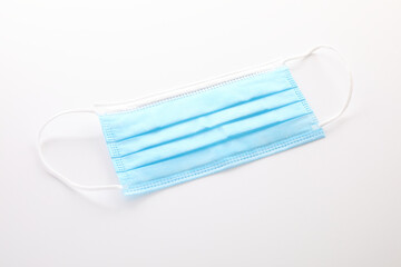 Used blue mask isolated in white background